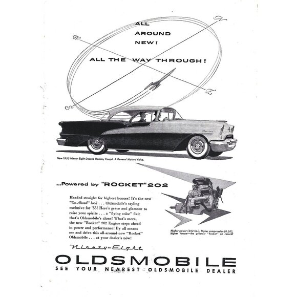 Ninety Eight Oldsmobile rocket 2002 Car Sedan 1950s Vintage Print Ad 9 inch - Picture 4 of 4